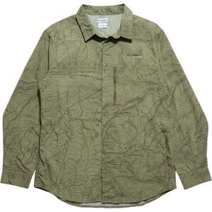 Columbia Titanium Shirt Mens XXL Green Topographic Map Long Sleeve Hiking Button